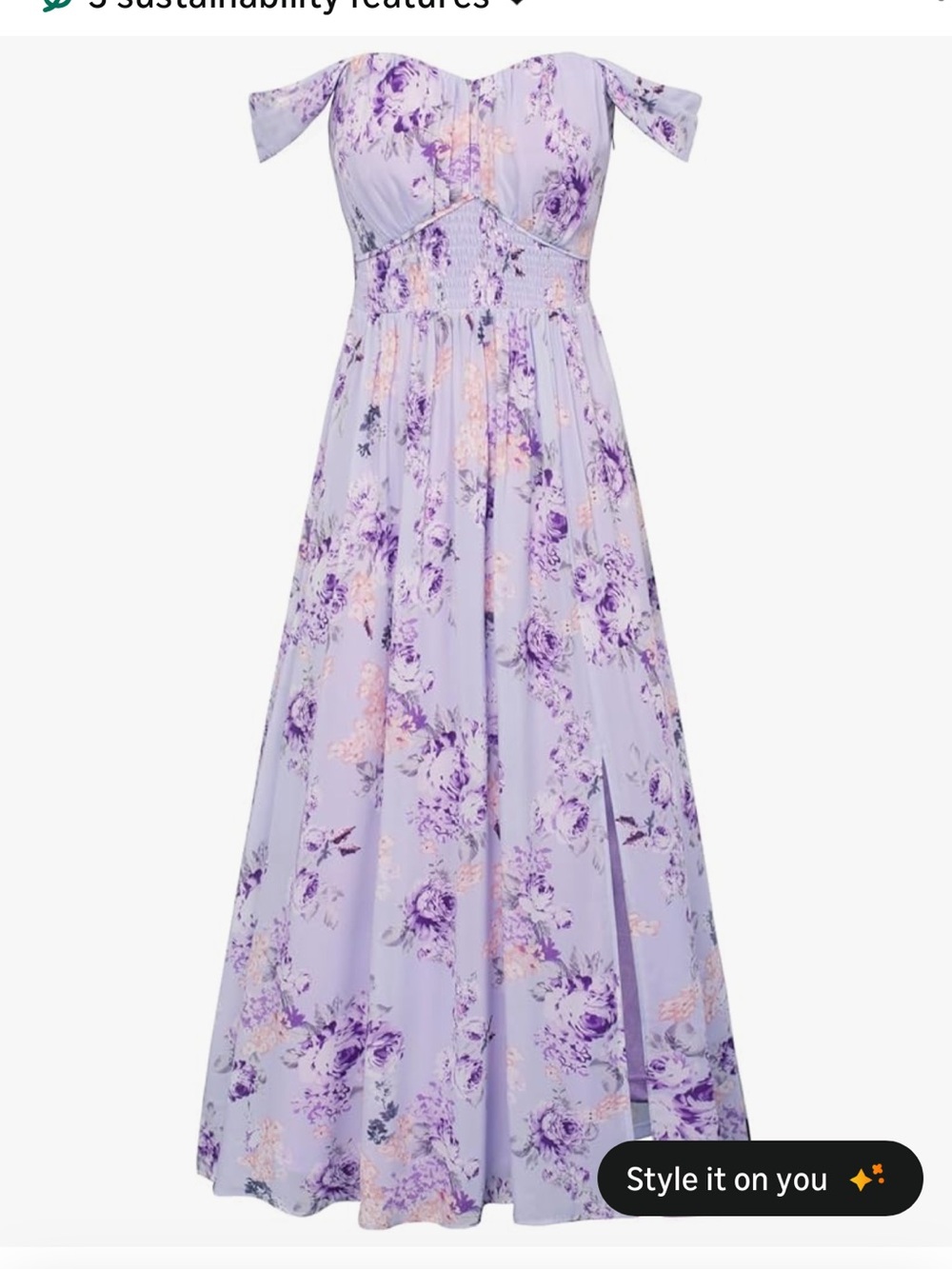Amazon Lavender Floral Off-Shoulder Maxi Dress